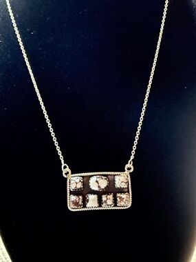 Sterling Silver Wild Horse Jasper Rectangular Pendant Necklace